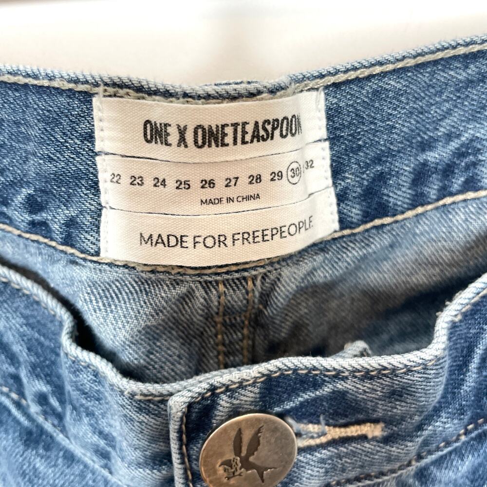 One Teaspoon Light Blue Distressed Straight Leg Jeans - Picture 12 of 12
